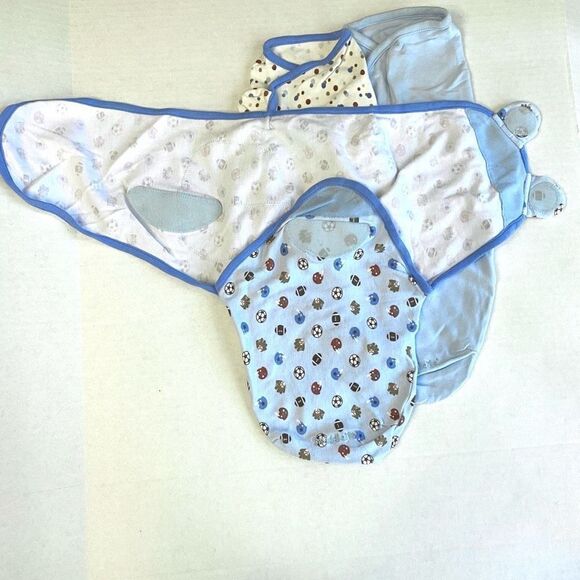 SwaddleMe Summer Infant Bundle Blue Boys Sports Size Small Medium 0-3mo 7-14 lbs - Picture 4 of 5